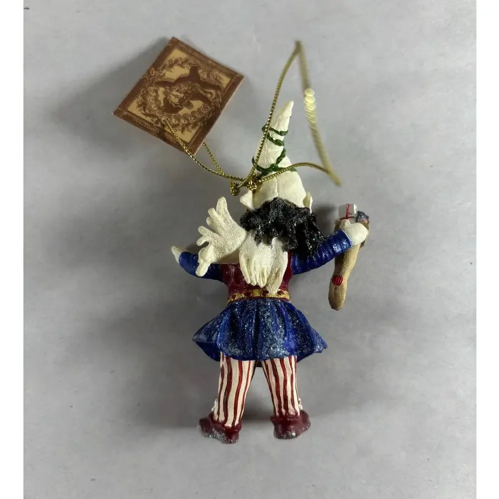 RARE Demdaco Drolleries 2003 Uncle Sam Patriotic Elf Christmas Ornament 4